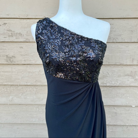 HP! NWT! Ralph Lauren Evening One Shoulder Sequin Bodice Jersey Gown - Picture 5 of 9